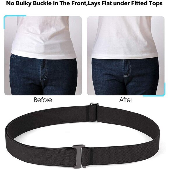 Women Elastic Adjustable Crop Top Belt No Show Flat Buckle Stretch main image 5